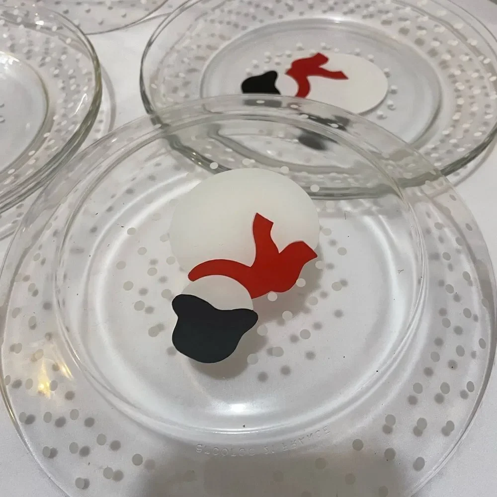 Set of 6 VGC ARCOROC made in France Glass Snowman Salad Dessert Plate 8” G19